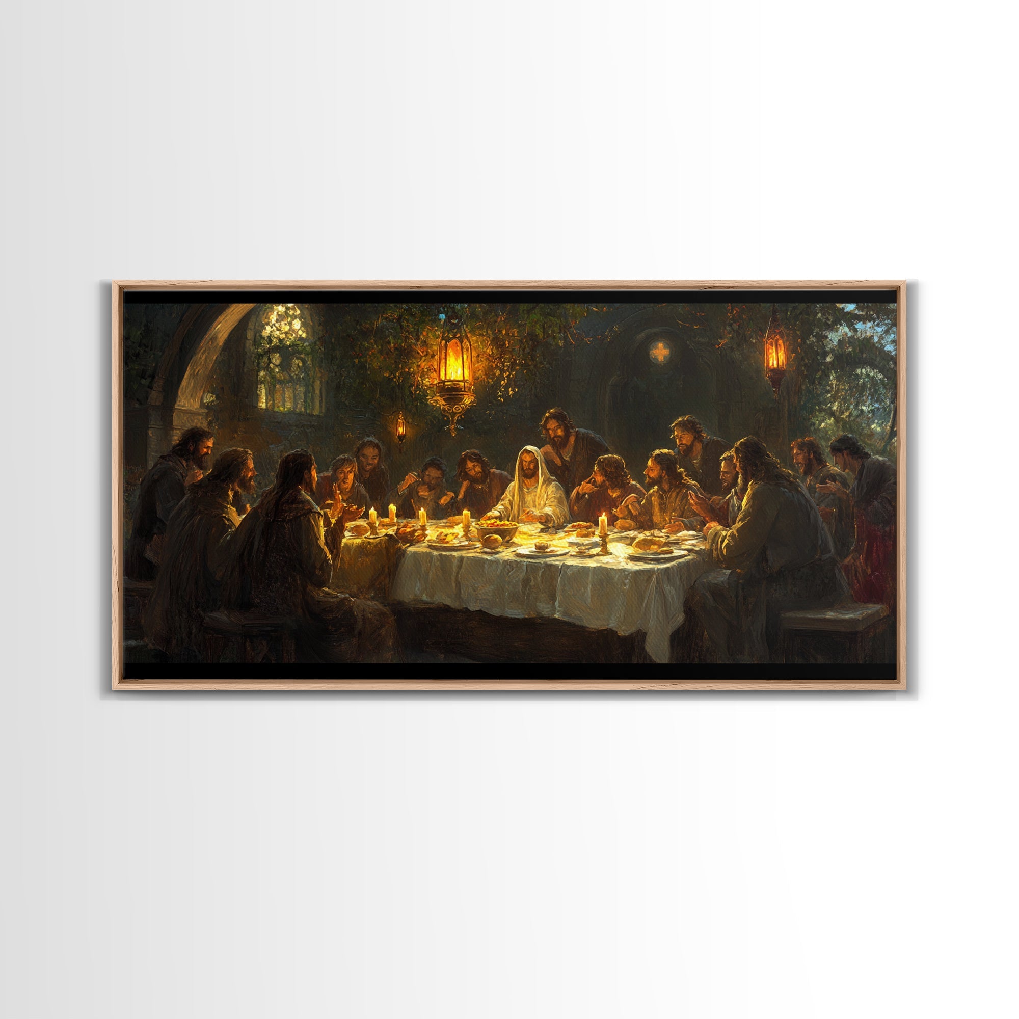 The Last Supper - Framed Canvas Print - Christian Wall Art - Chistmas Home Decor - Last Supper Oil Painting Print - Christian Home Decor