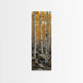 Birch Tree Forest, Framed Canvas Print, Skinny / Tall Wall Art, Living Room Decor, Landscape Painting, Nature Decor