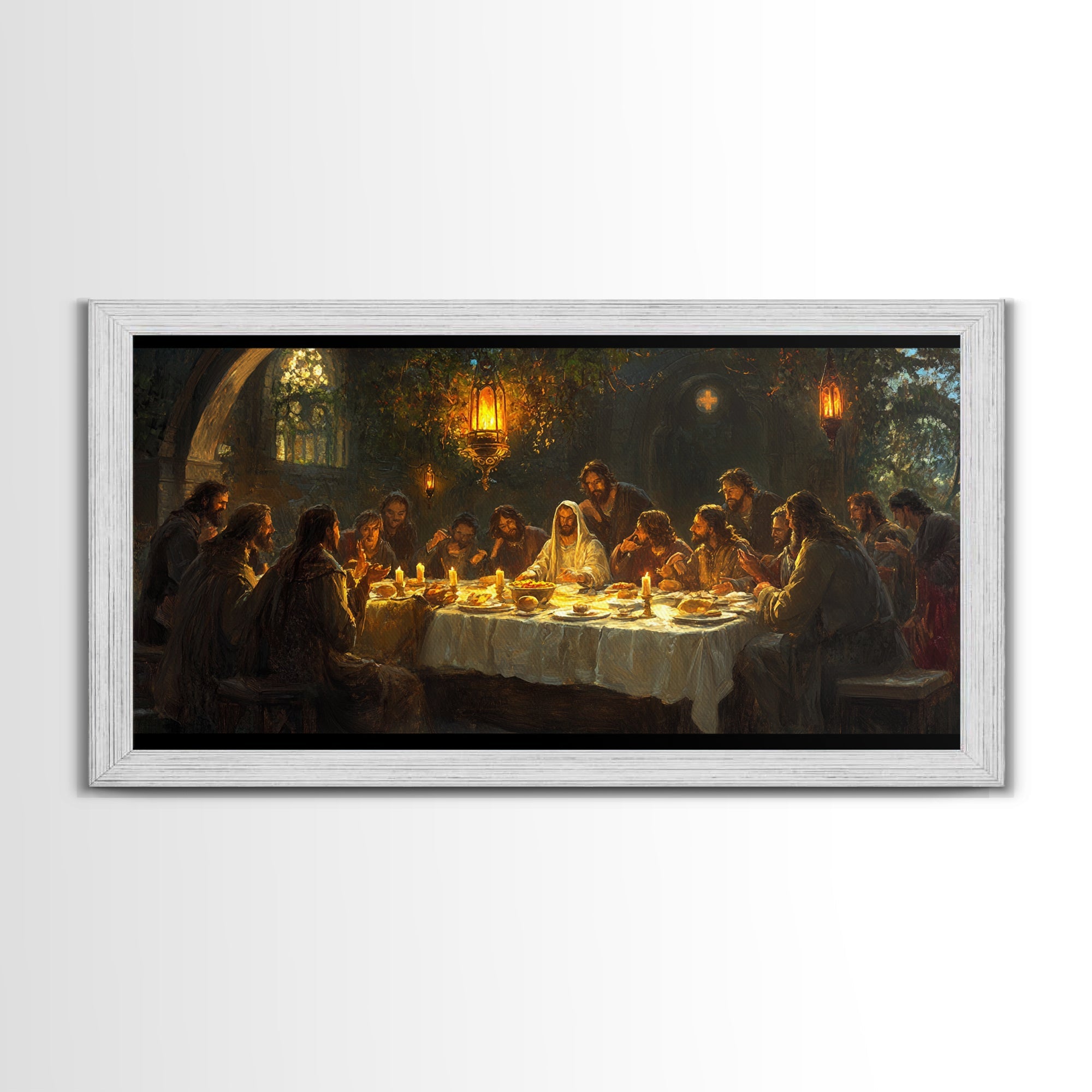 The Last Supper - Framed Canvas Print - Christian Wall Art - Chistmas Home Decor - Last Supper Oil Painting Print - Christian Home Decor
