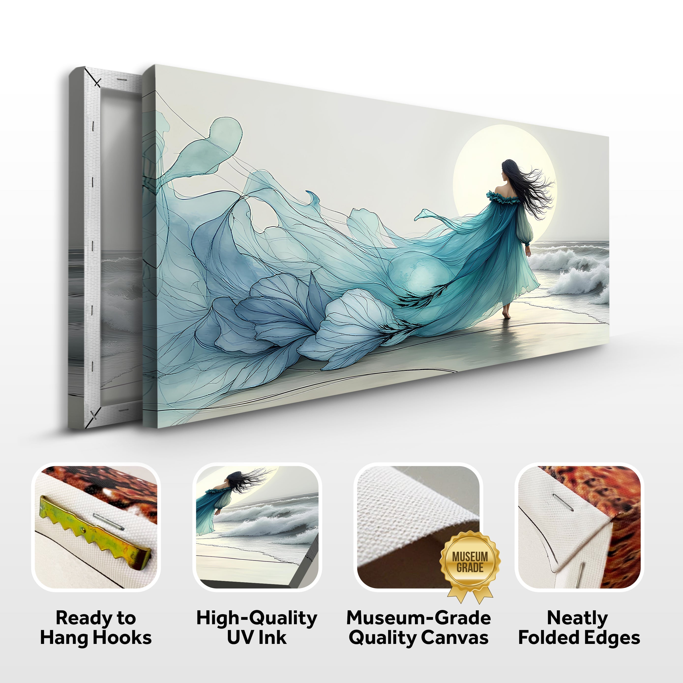 Swirling Winds by the Ocean Abstract Wall Art